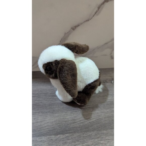 vintage Small Lemonwood Asia Brown & White Plush Bunny Rabbit Toy 8"  Realistic - Picture 7 of 10